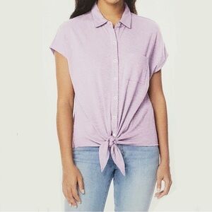 Buffalo David Bitton Lavender Button Up Short Sleeve Shirt Size Large